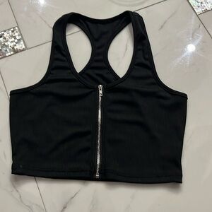 Black Front Zip Tank Top